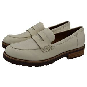 Kork-Ease Women 10 Carlisle White Full Grain Leather Slip On Penny Loafers Shoes